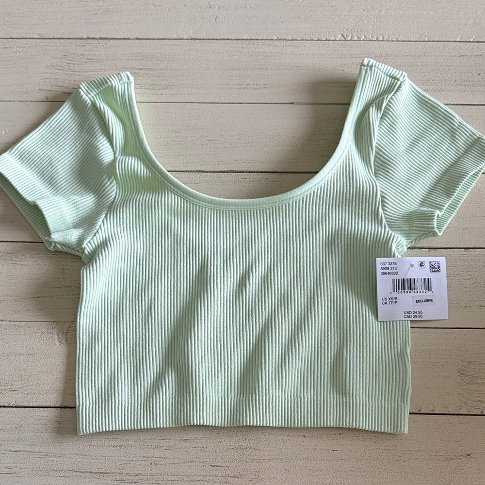 American Eagle Outfitters Light Green Ribbed Bodysuit